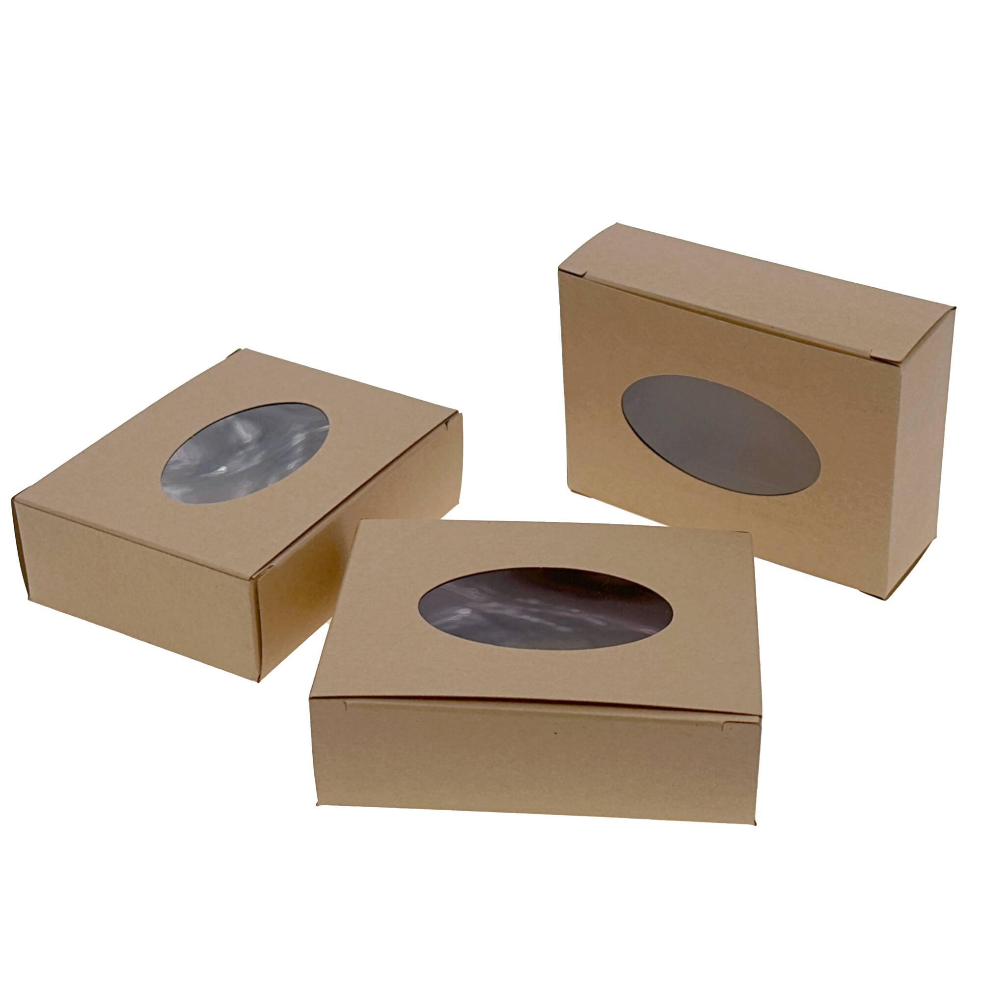 12 Packs: 20 ct. (240 total) 4" x 3" Square Kraft Paper Soap Boxes with Window by Make Market®